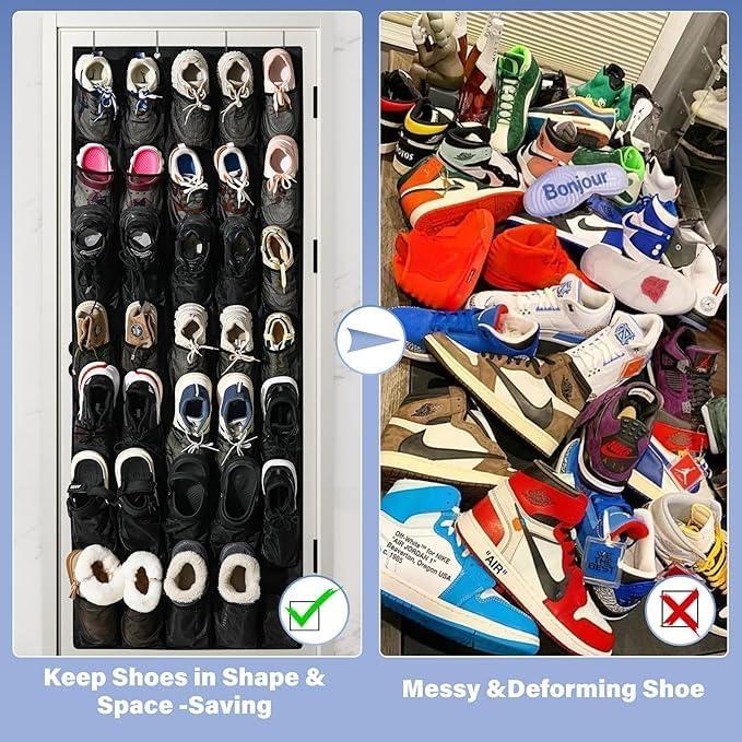 Organizador de zapatos colgante Teikou 24 bolsillos negro