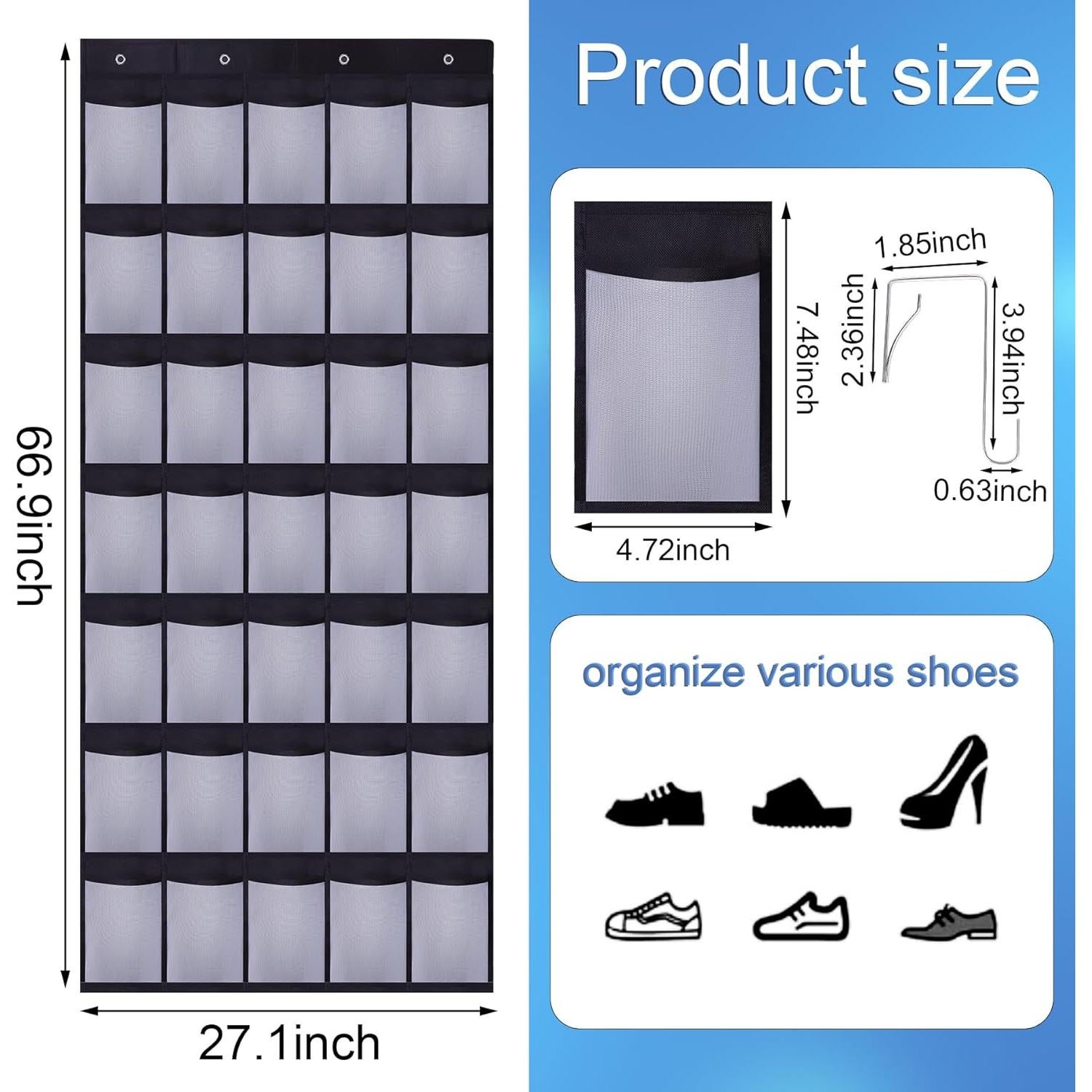 Organizador de Zapatos Teikou 35 Bolsillos Colgante Negro-Blanco