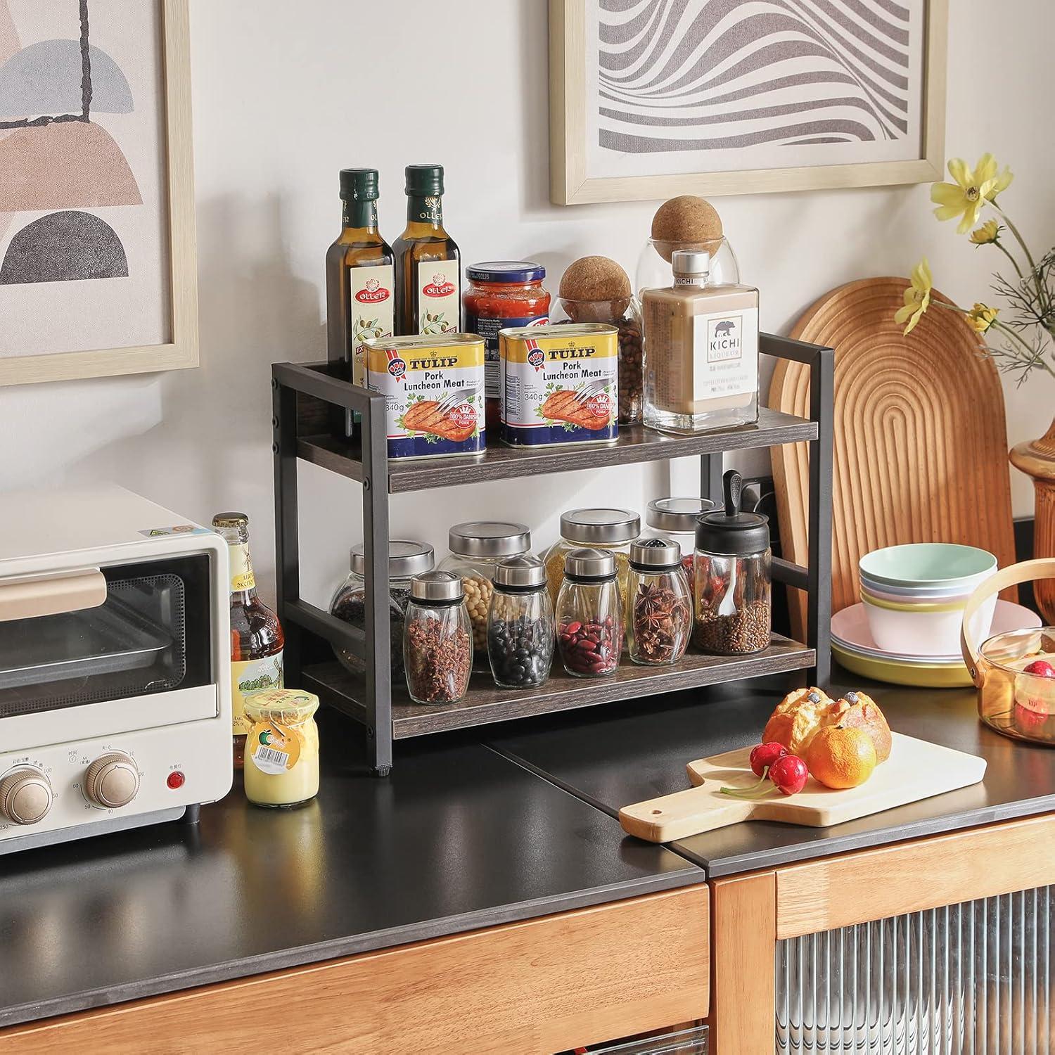 Estante de Especias IBUYKE 2 Niveles Gris Oscuro Multiusos