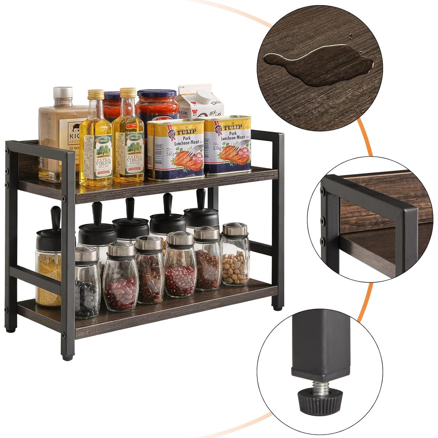 Estante de Especias IBUYKE 2 Niveles Gris Oscuro Multiusos