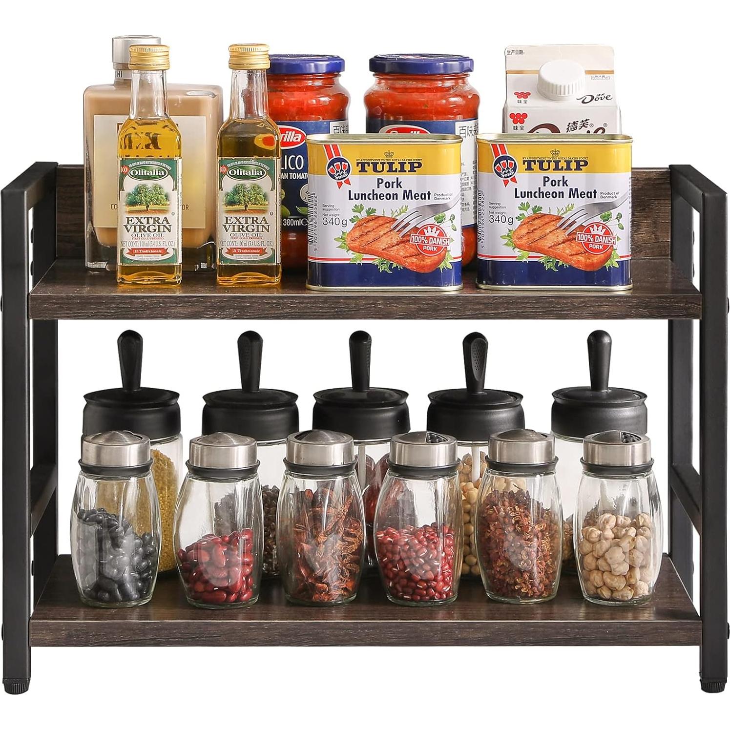 Estante de Especias IBUYKE 2 Niveles Gris Oscuro Multiusos