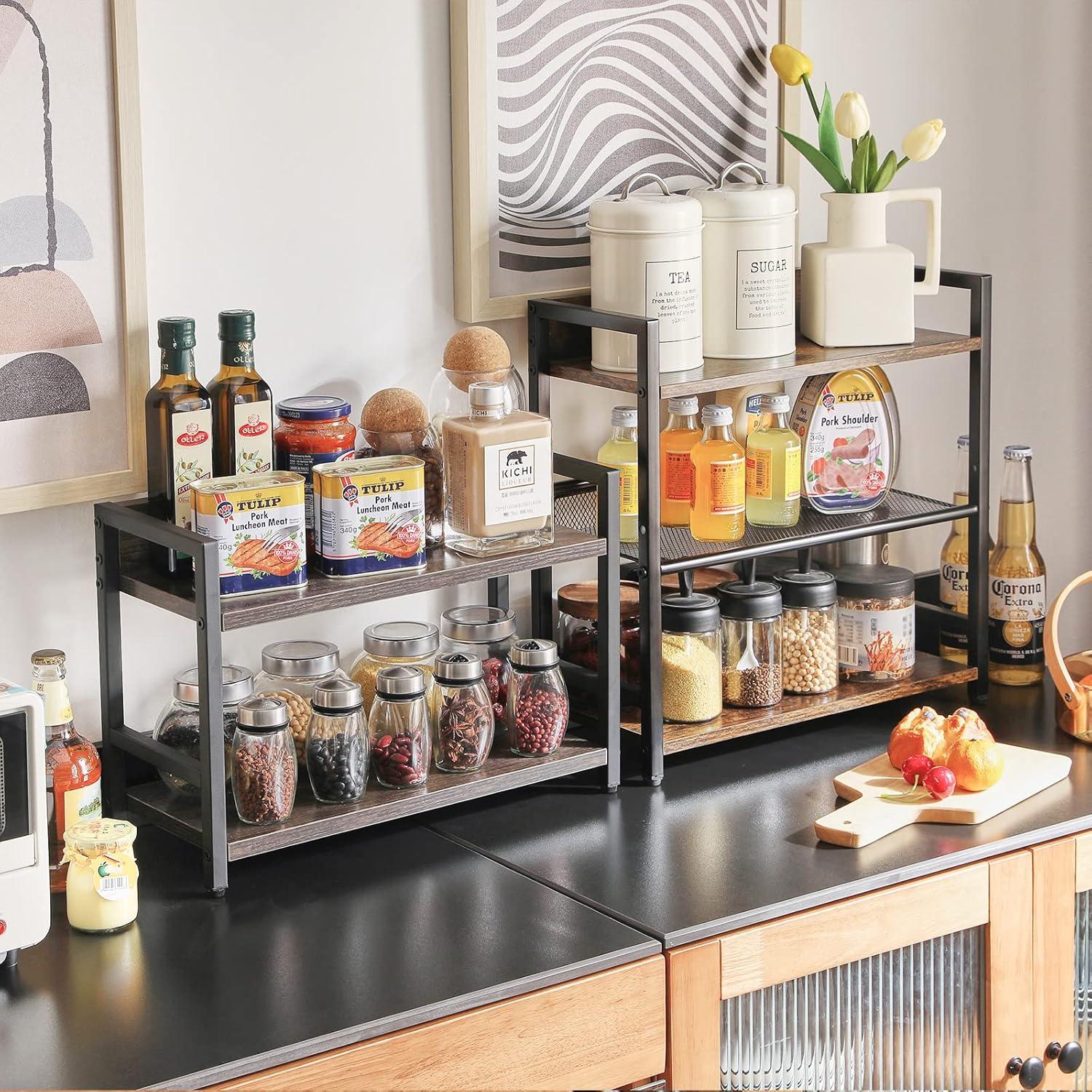 Estante de Especias IBUYKE 2 Niveles Gris Oscuro Multiusos