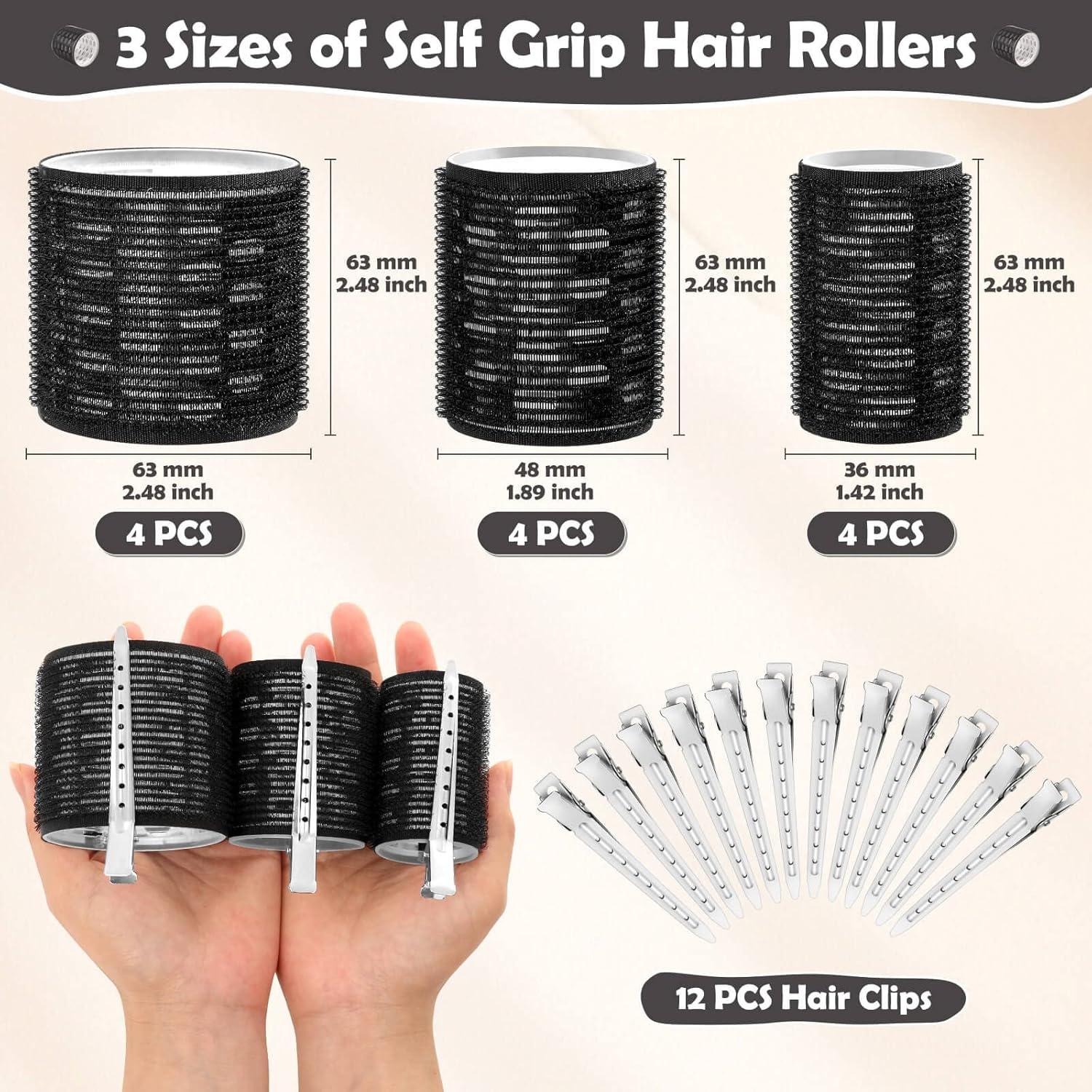 Rizadores Térmicos Tetutor 24PCS con Clips - Rulos Jumbo 64mm, 44mm, 36mm