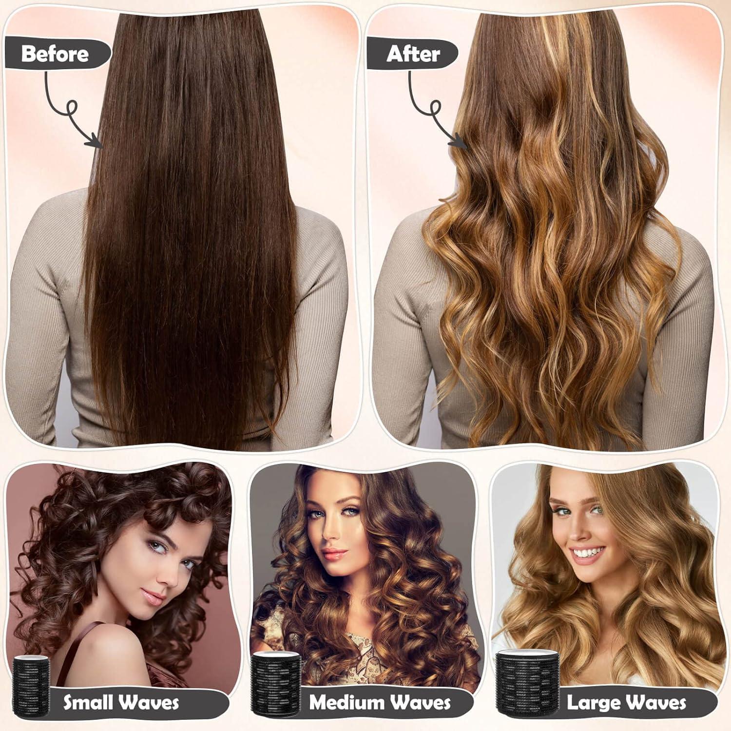 Rizadores Térmicos Tetutor 24PCS con Clips - Rulos Jumbo 64mm, 44mm, 36mm