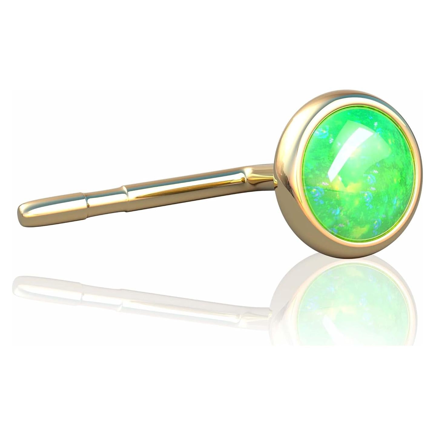 Estudio de Nariz de Ópalo Verde 3mm 22 Gauge Oro 14k