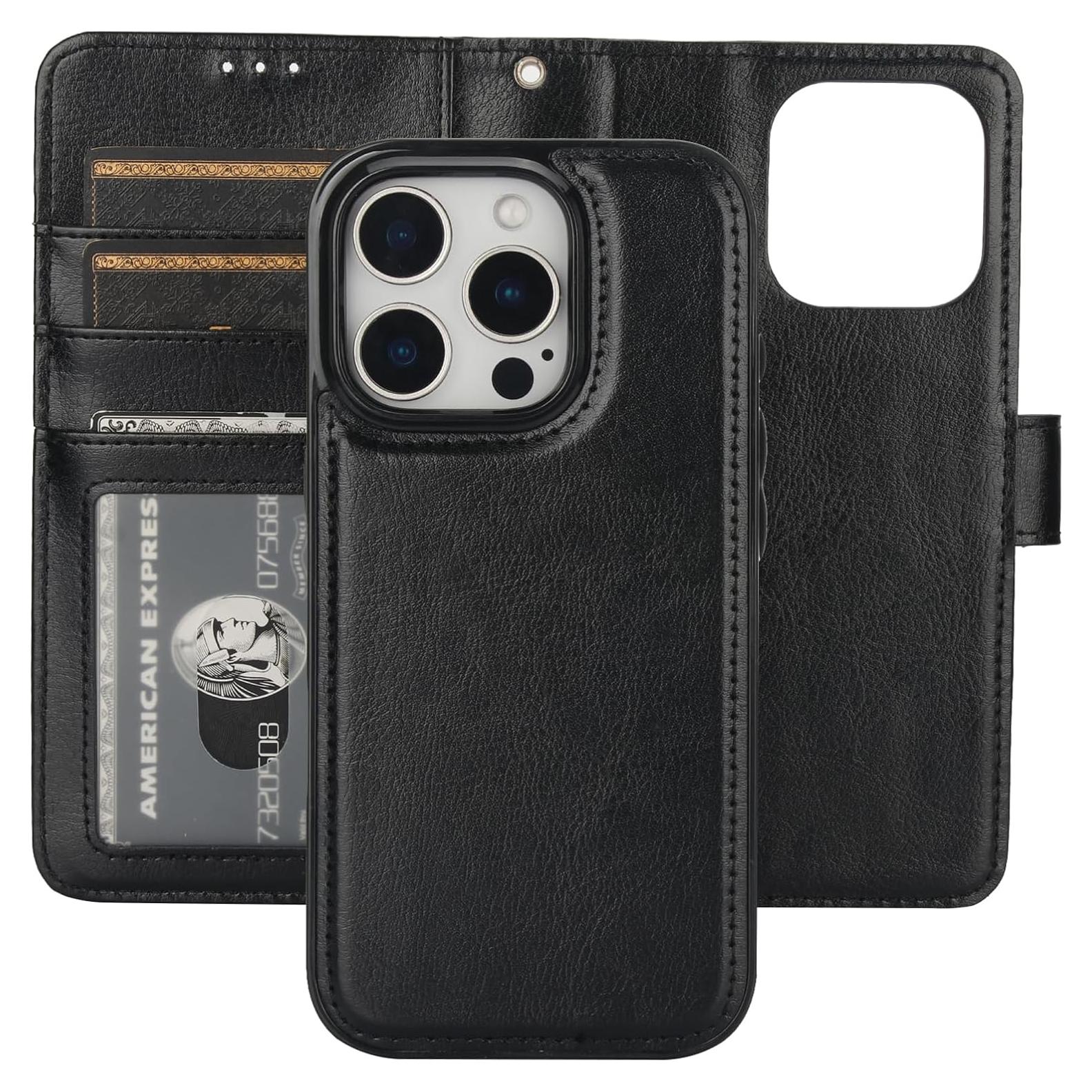 Funda Cartera Desmontable Bocasal para iPhone 16 Pro 6.3" Negro