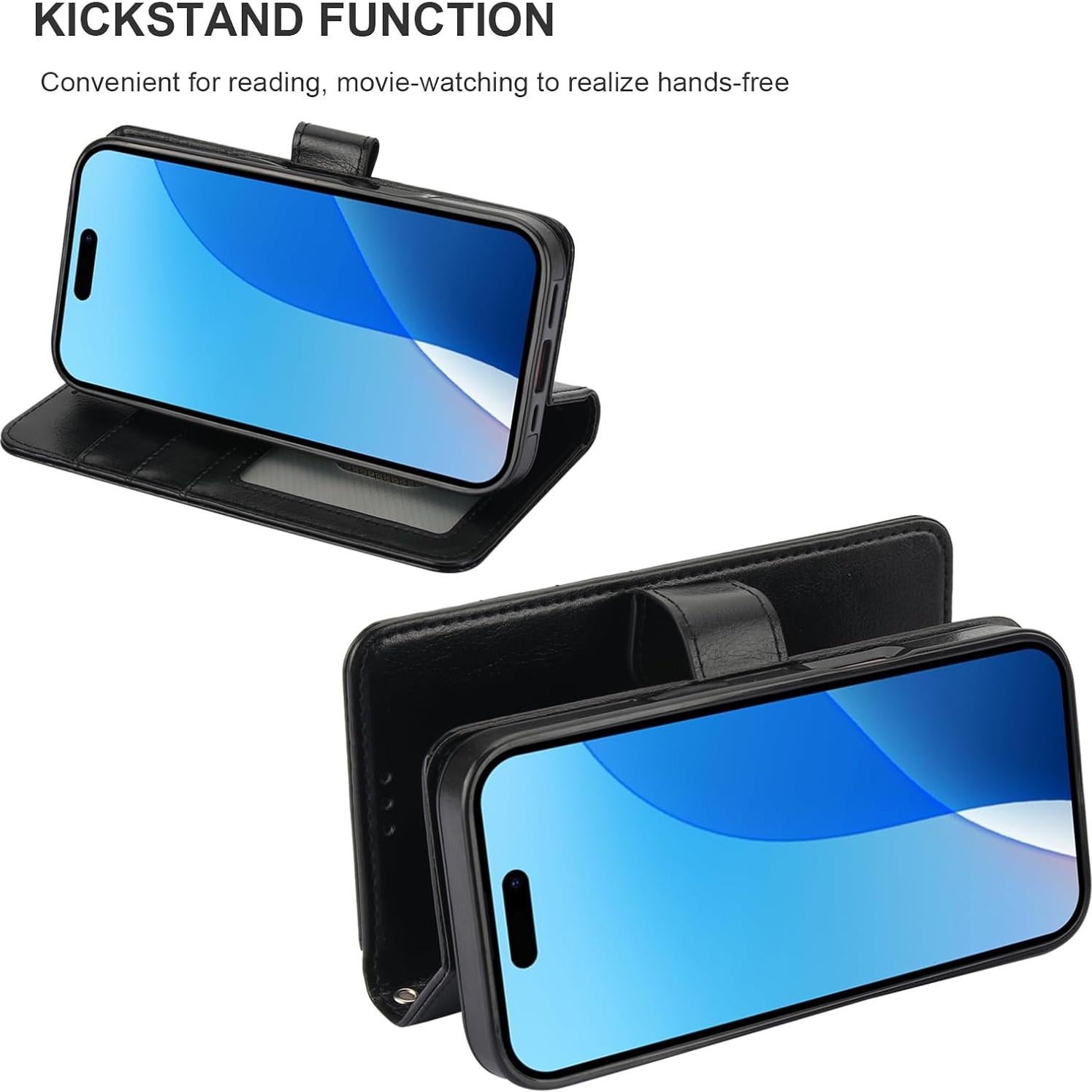 Funda Cartera Desmontable Bocasal para iPhone 16 Pro 6.3" Negro