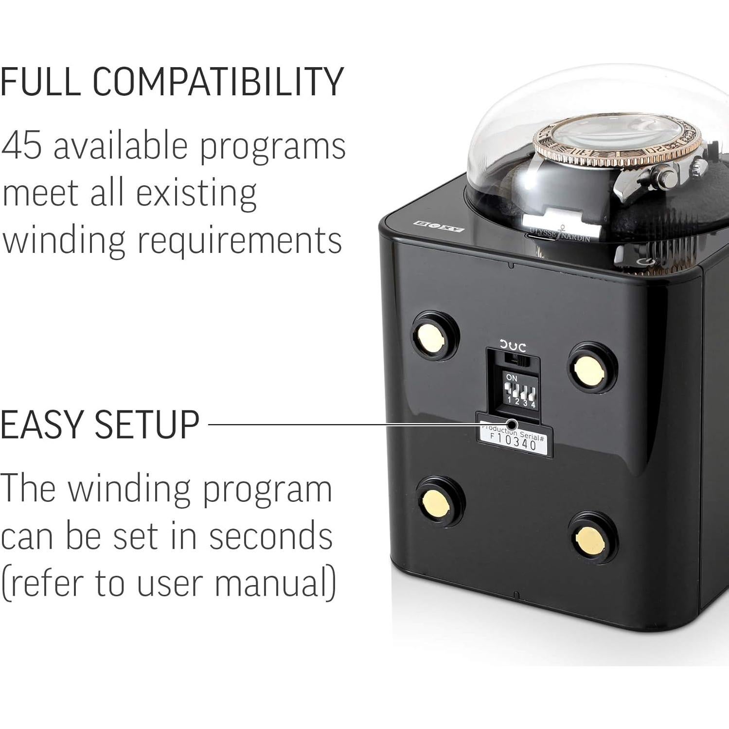 Enrollador de Reloj Automático Fancy Brick Negro - 45 Programas