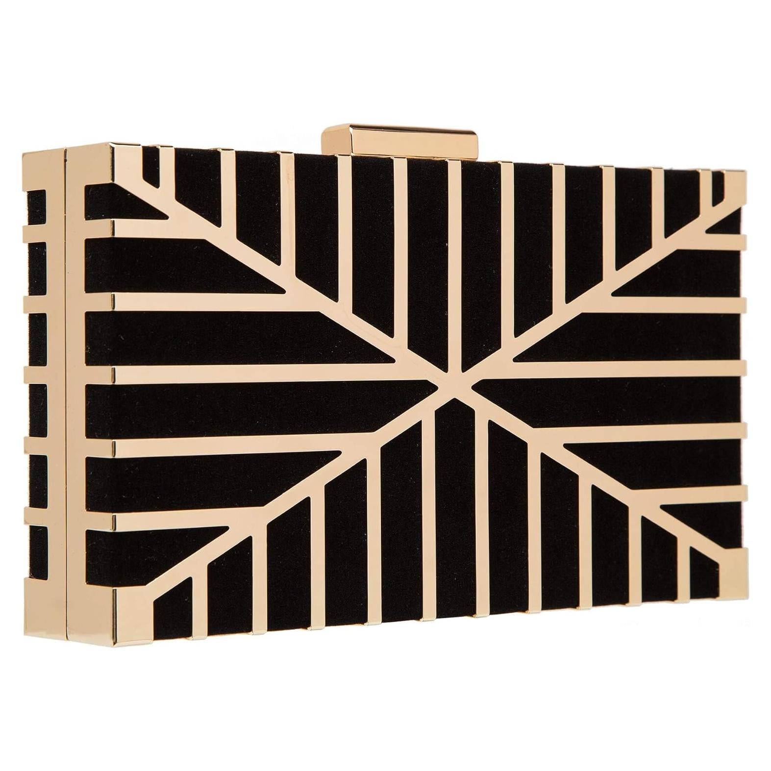 Bolsa de Noche Clutch de Terciopelo CARIEDO Negro 19x4x11 cm