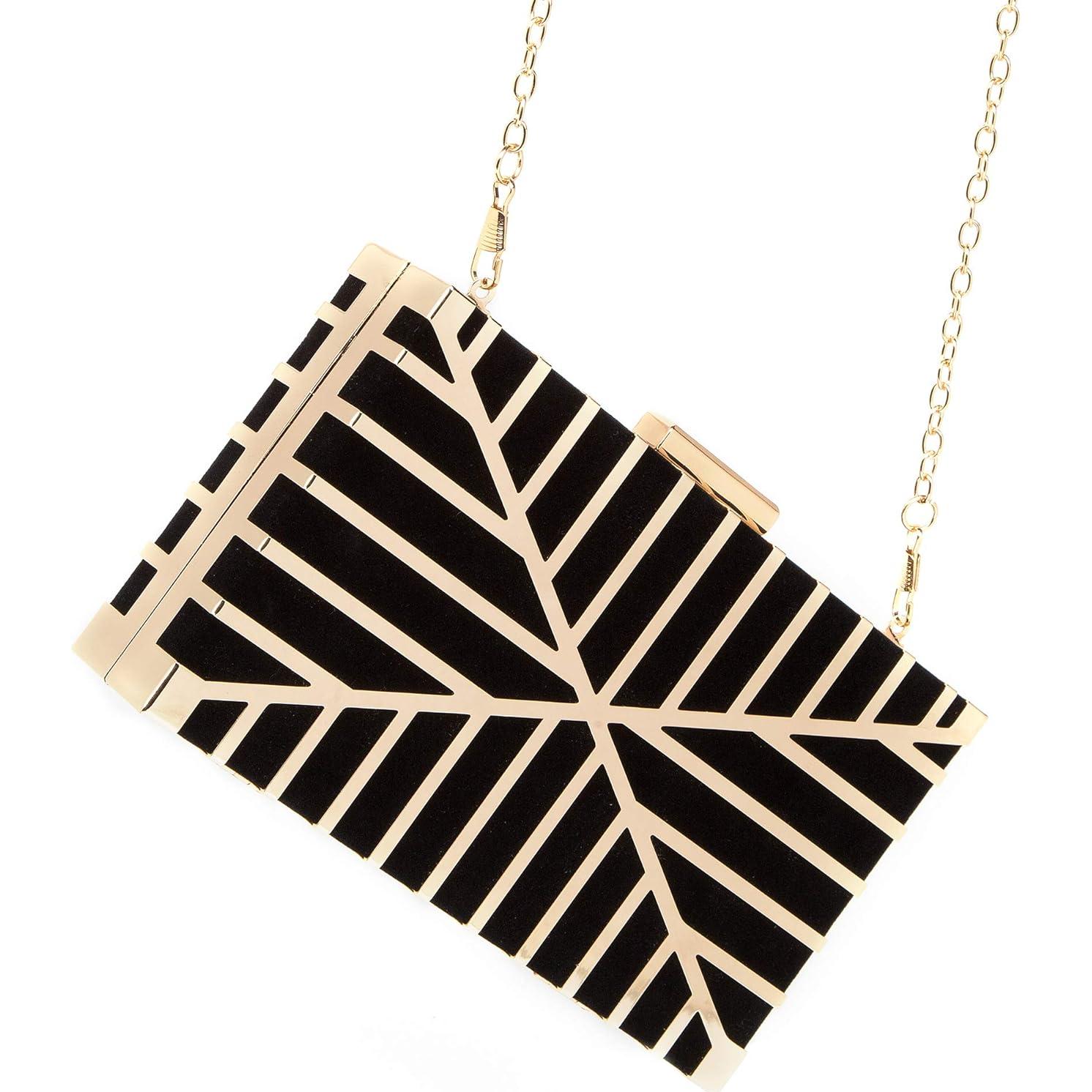 Bolsa de Noche Clutch de Terciopelo CARIEDO Negro 19x4x11 cm