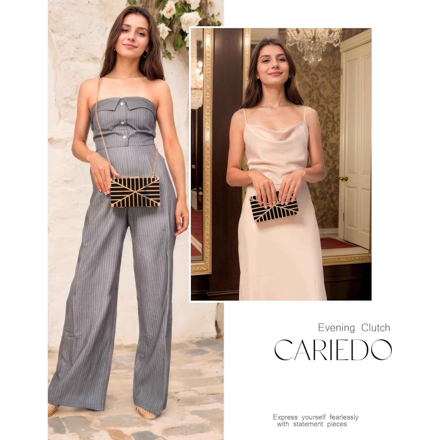 Bolsa de Noche Clutch de Terciopelo CARIEDO Negro 19x4x11 cm