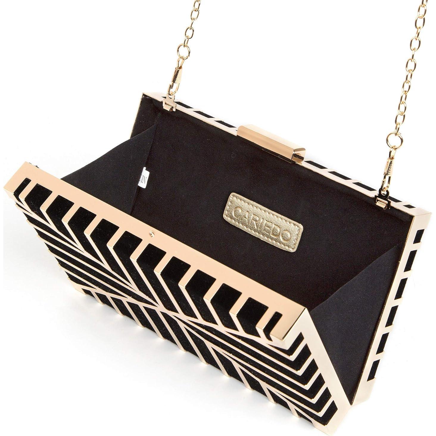 Bolsa de Noche Clutch de Terciopelo CARIEDO Negro 19x4x11 cm