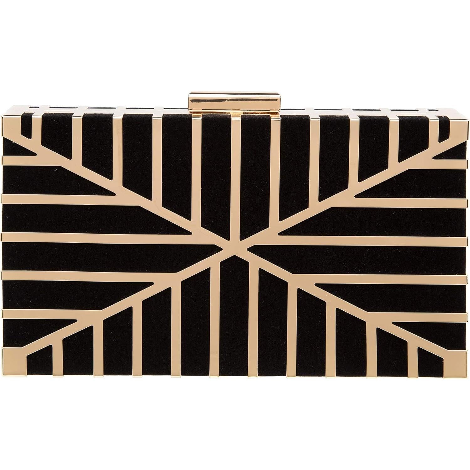 Bolsa de Noche Clutch de Terciopelo CARIEDO Negro 19x4x11 cm