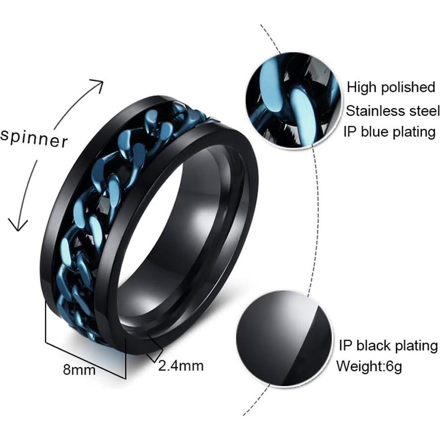 Anillo Fidget MMTTAO Acero Inoxidable 8MM Unisex