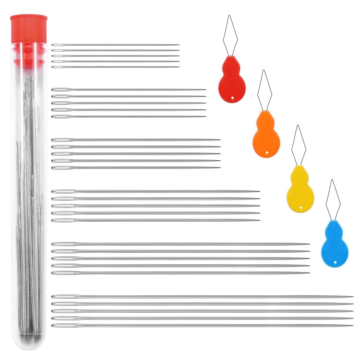 30 Agujas de Ojo Grande CooBigo para Costura a Mano - 6 Tamaños