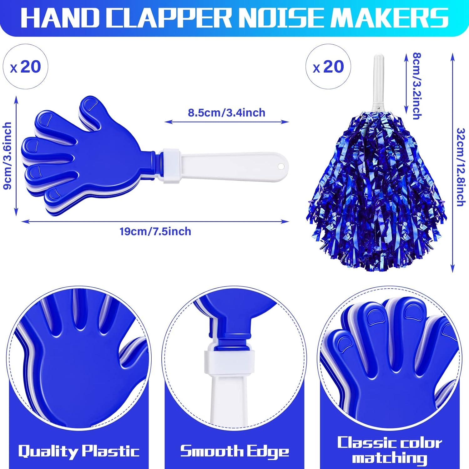 60 Piezas Pompones de Animación y Aplaudidores Azul