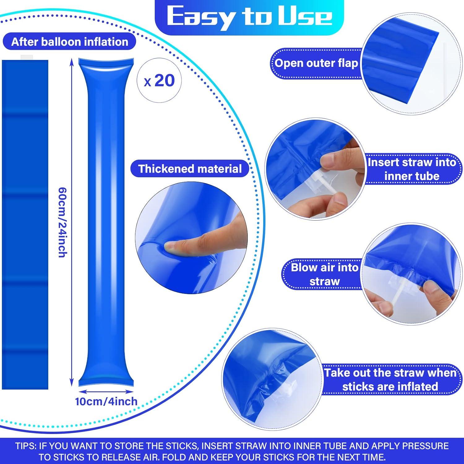 60 Piezas Pompones de Animación y Aplaudidores Azul