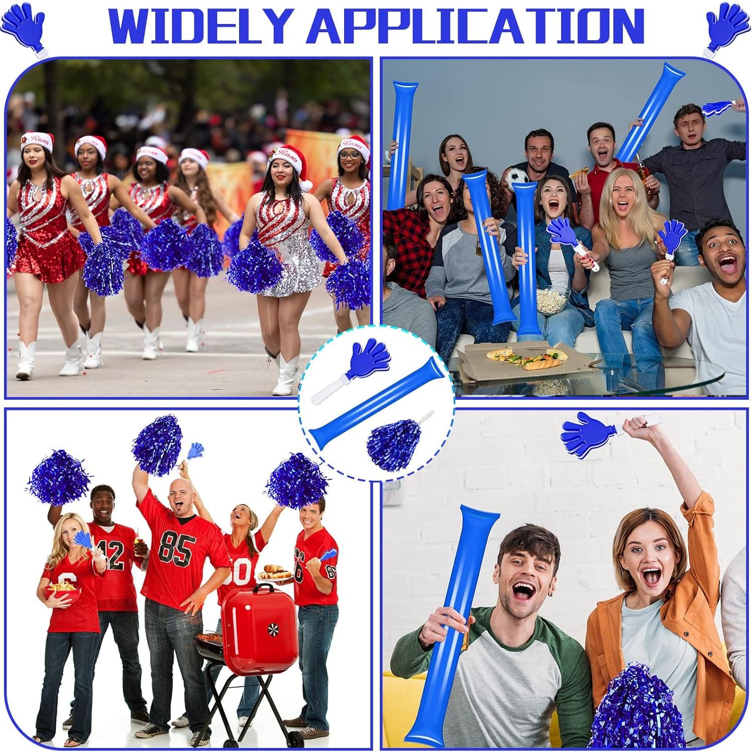 60 Piezas Pompones de Animación y Aplaudidores Azul
