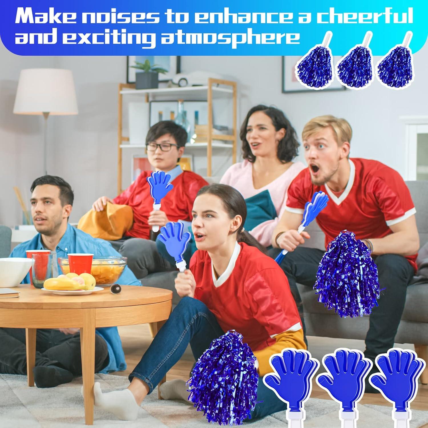 60 Piezas Pompones de Animación y Aplaudidores Azul