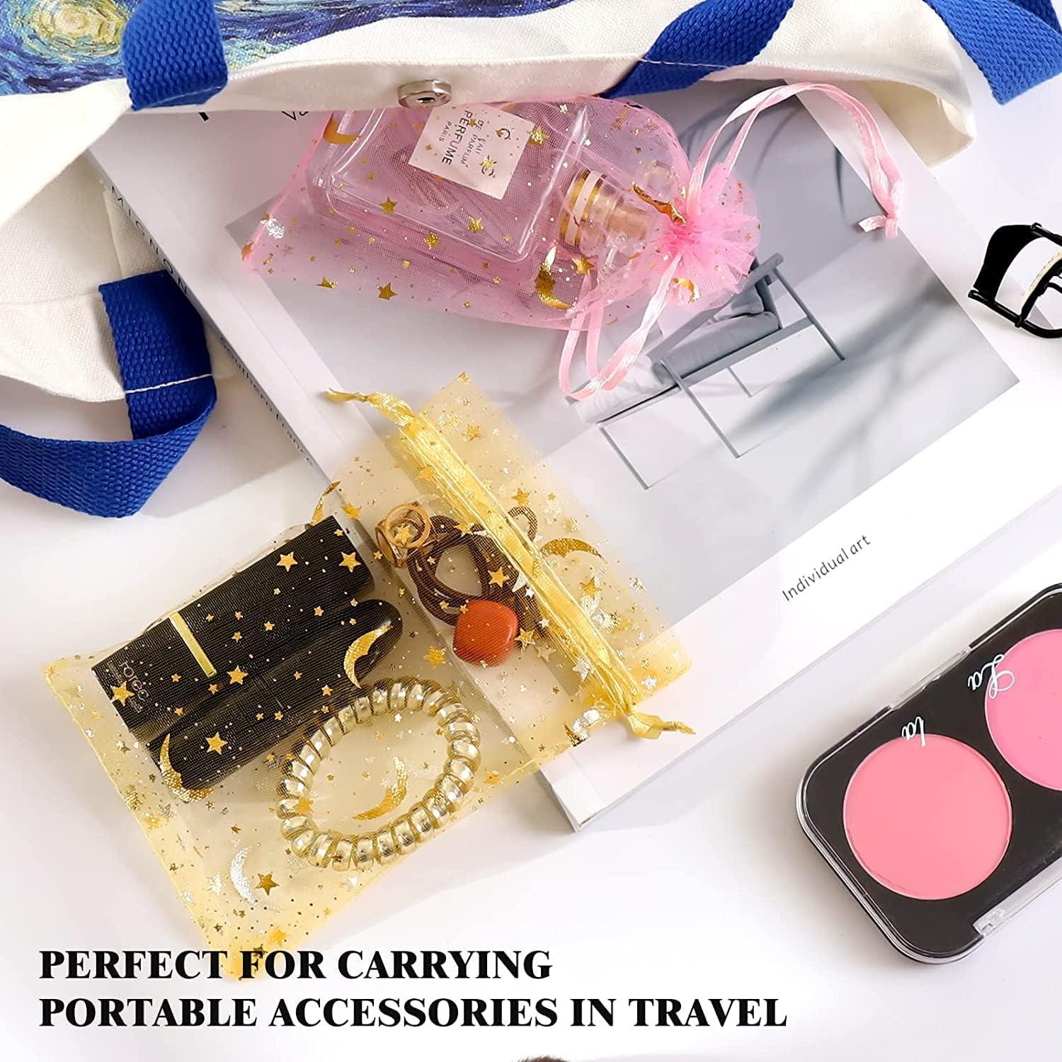 100 Bolsas de Joyería de Organza ENNIYU 8x10cm Estrellas y Lunas