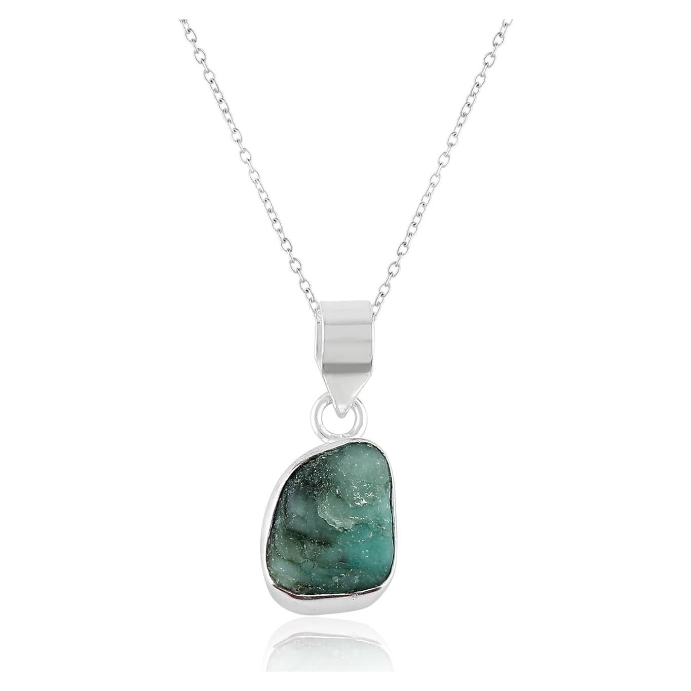 Colgante de Esmeralda Natural YASHEE 40.64 cm Joyería Plata