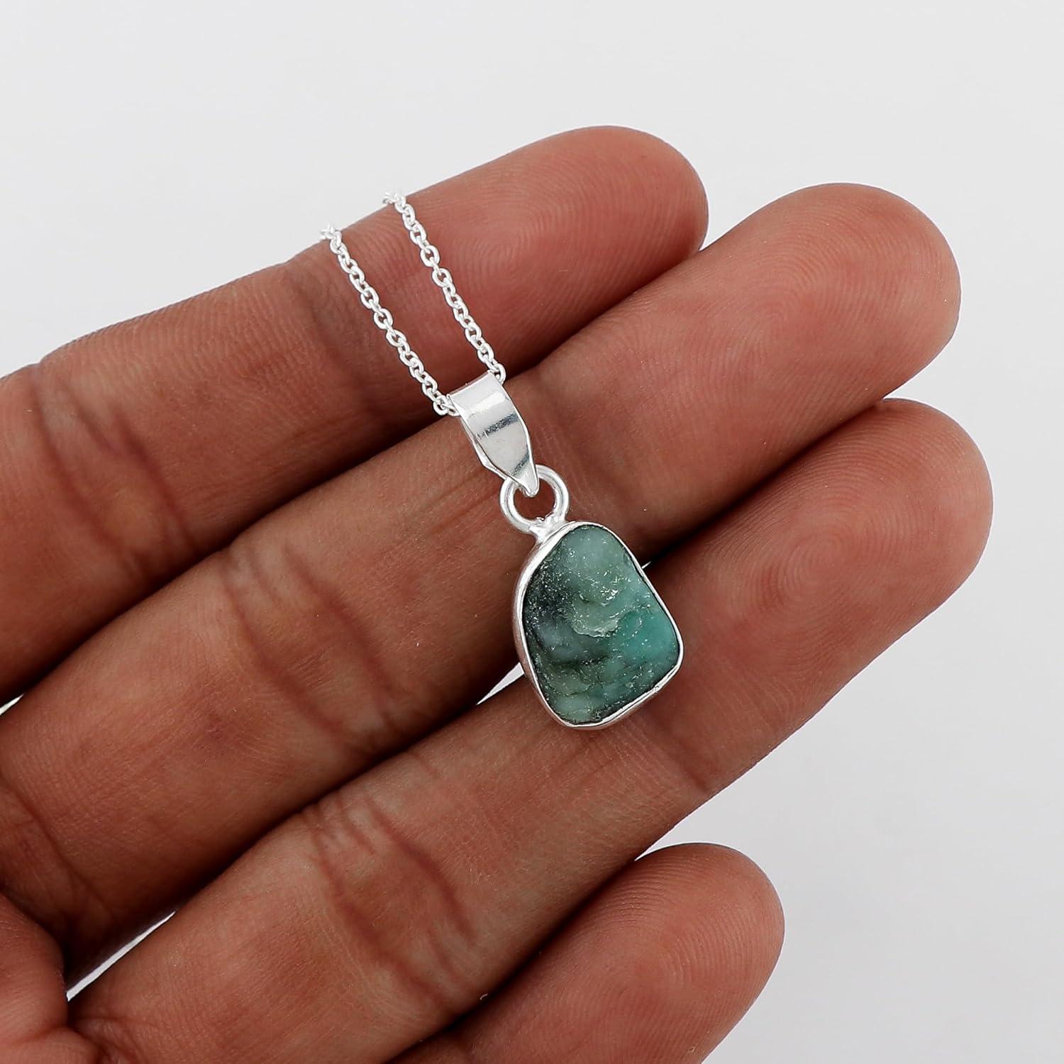 Colgante de Esmeralda Natural YASHEE 40.64 cm Joyería Plata