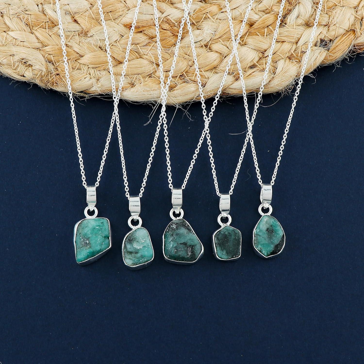 Colgante de Esmeralda Natural YASHEE 40.64 cm Joyería Plata