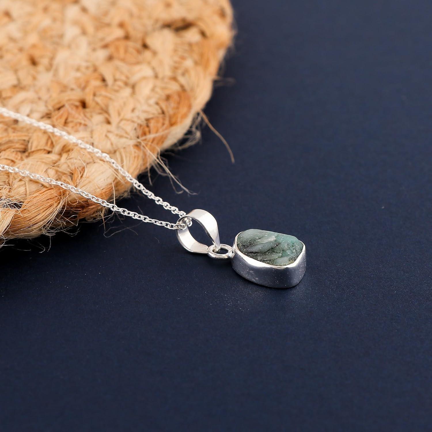 Colgante de Esmeralda Natural YASHEE 40.64 cm Joyería Plata