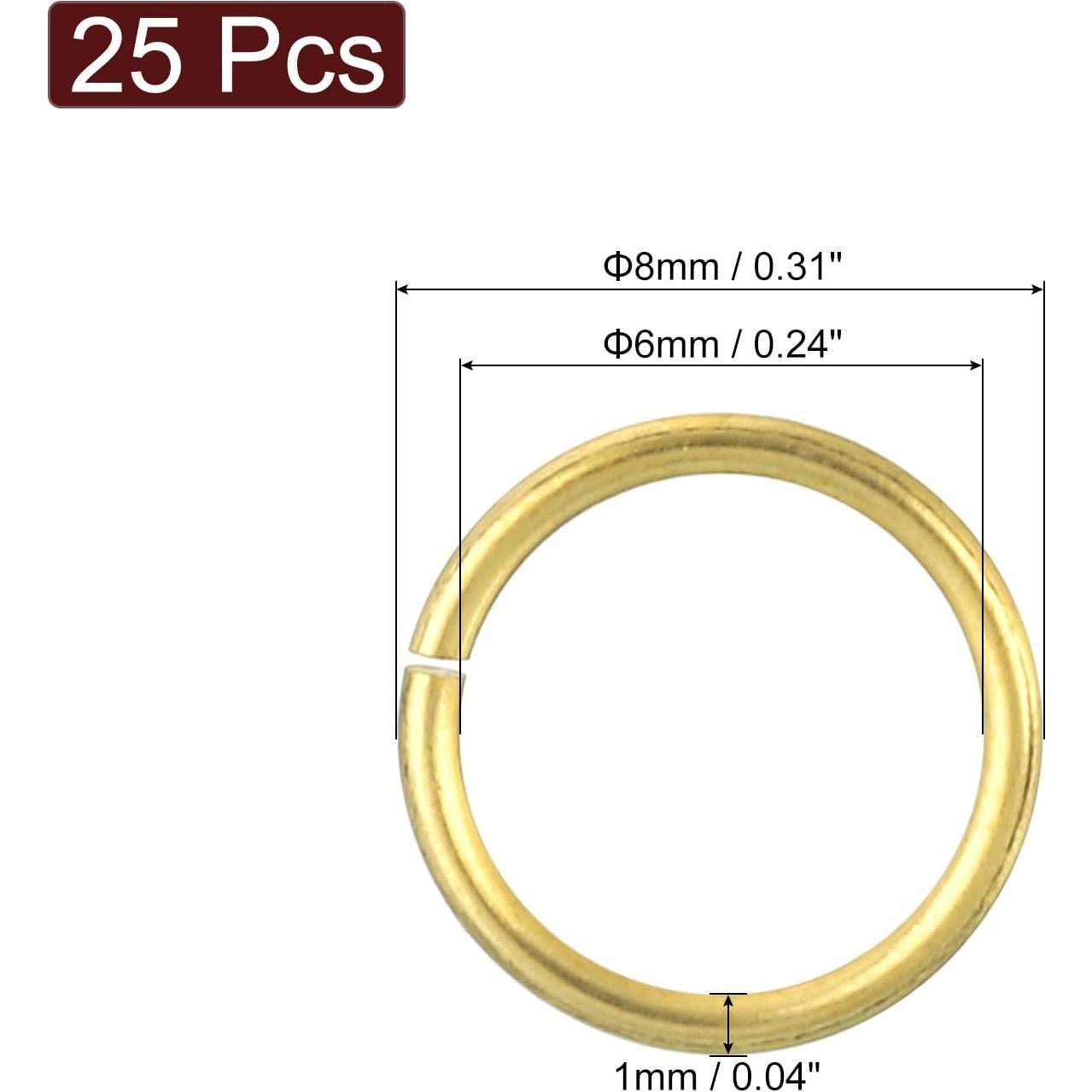 25 Anillos de Salto Abiertos uxcell 8mm Latón Dorado DIY