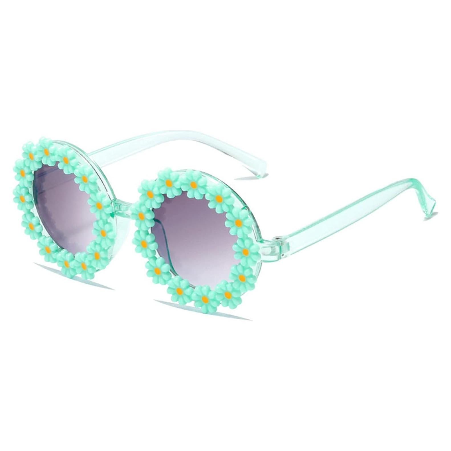 Gafas de sol redondas para niñas UV400 con flores - Verde