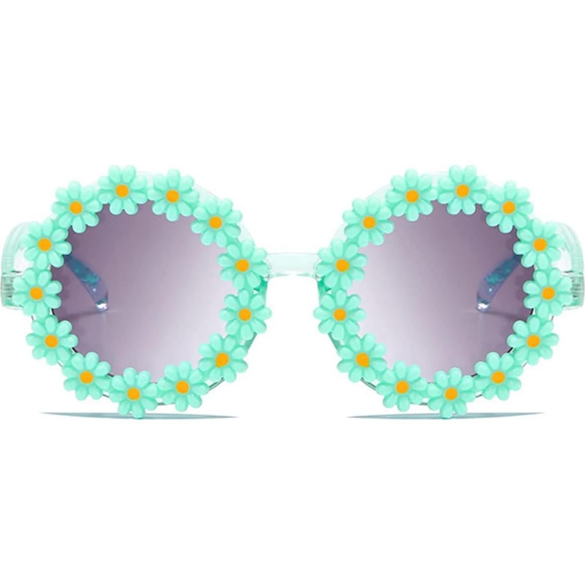 Gafas de sol redondas para niñas UV400 con flores - Verde