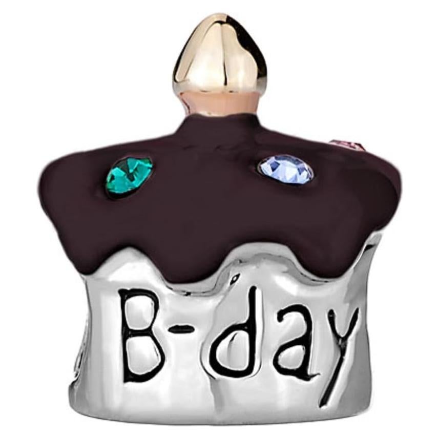 Encanto de Pulsera Q&Locket Feliz Cumpleaños Esmalte Marrón