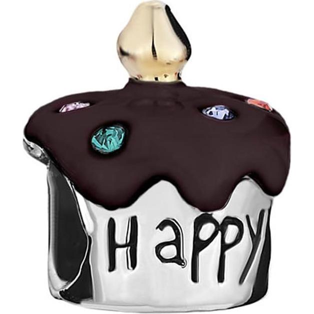 Encanto de Pulsera Q&Locket Feliz Cumpleaños Esmalte Marrón