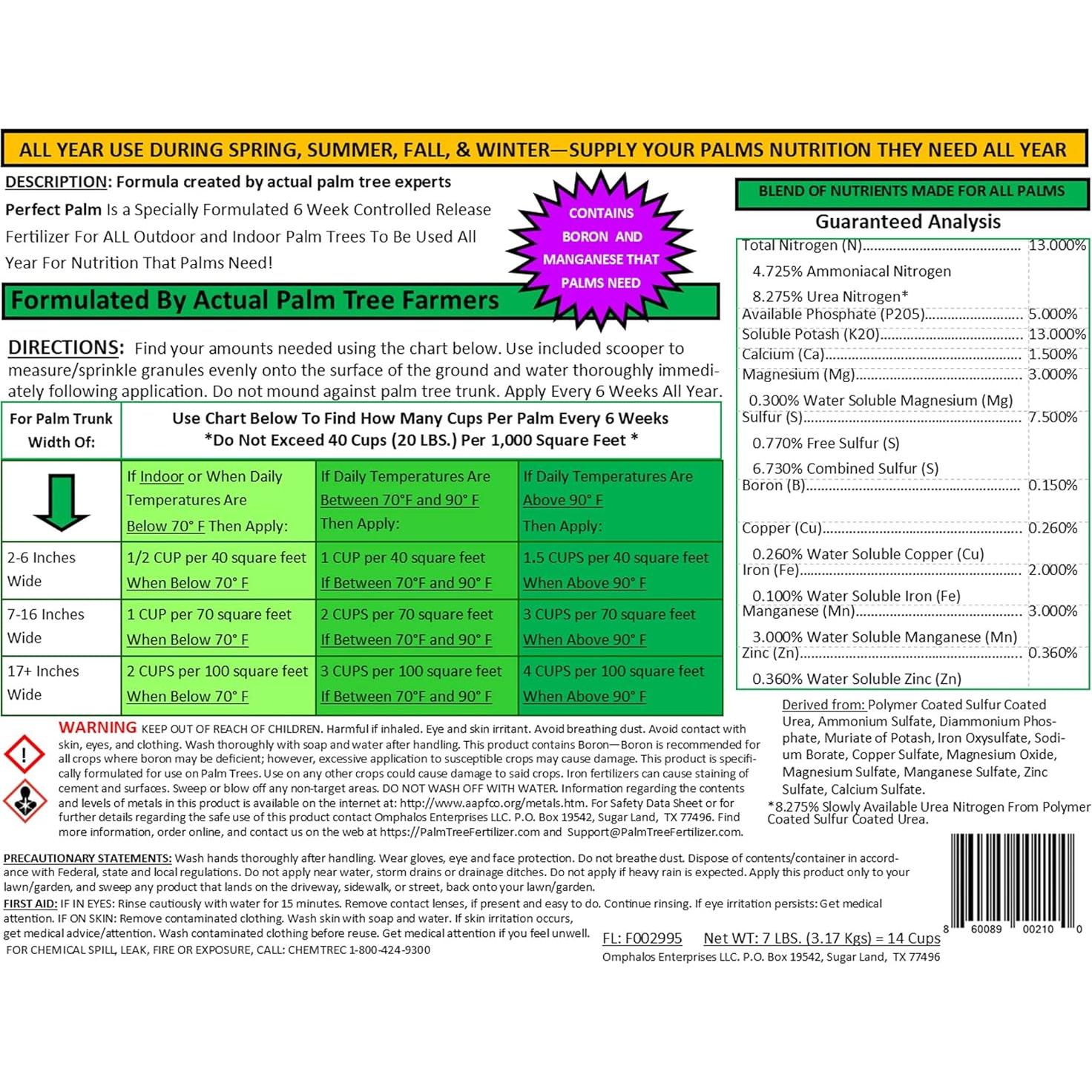 Fertilizante para Palmeras Perfect Palm 3.18 kg con Cucharón