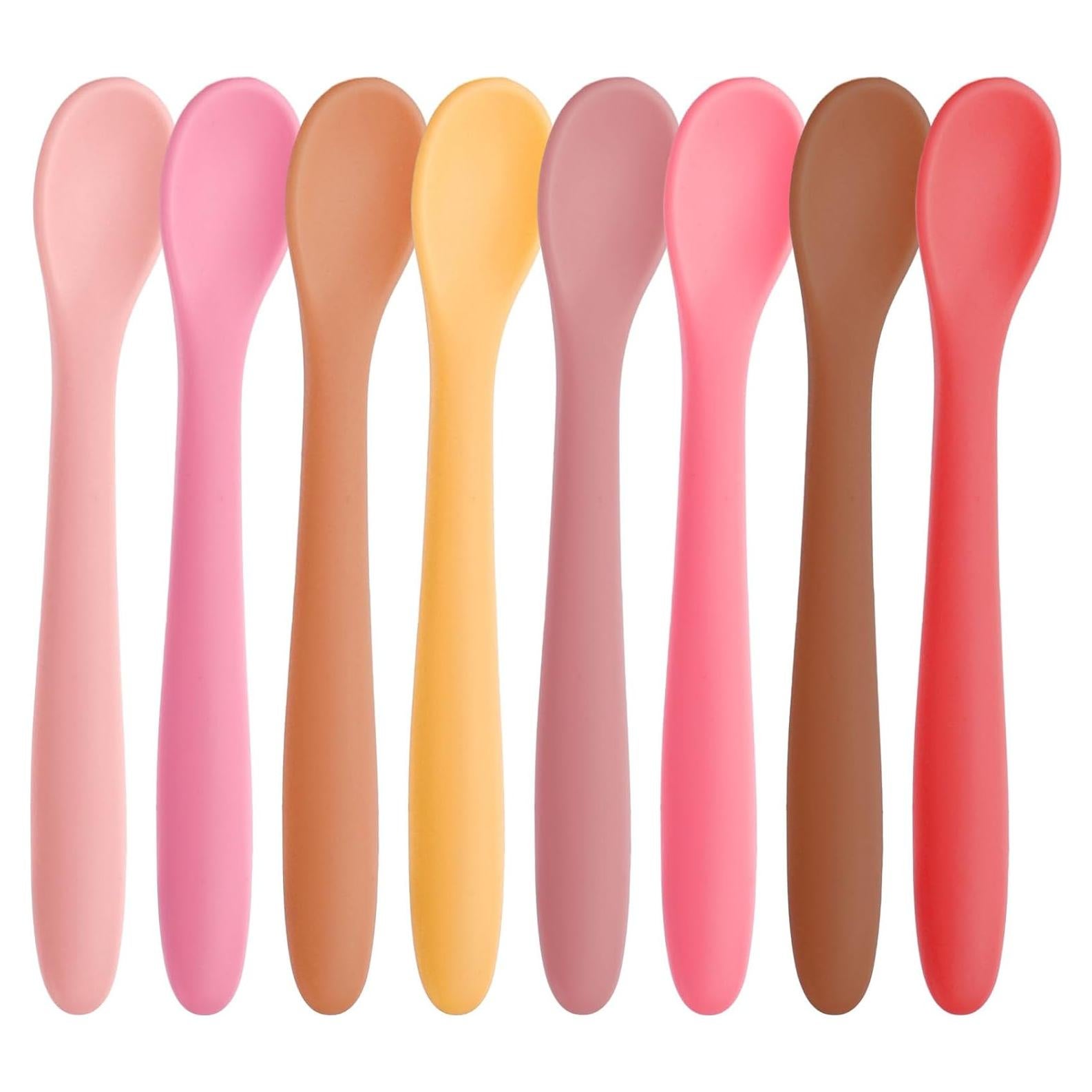 Cucharas de Silicona para Bebés HANSGO 8PCS Rosa Apto Lavavajillas
