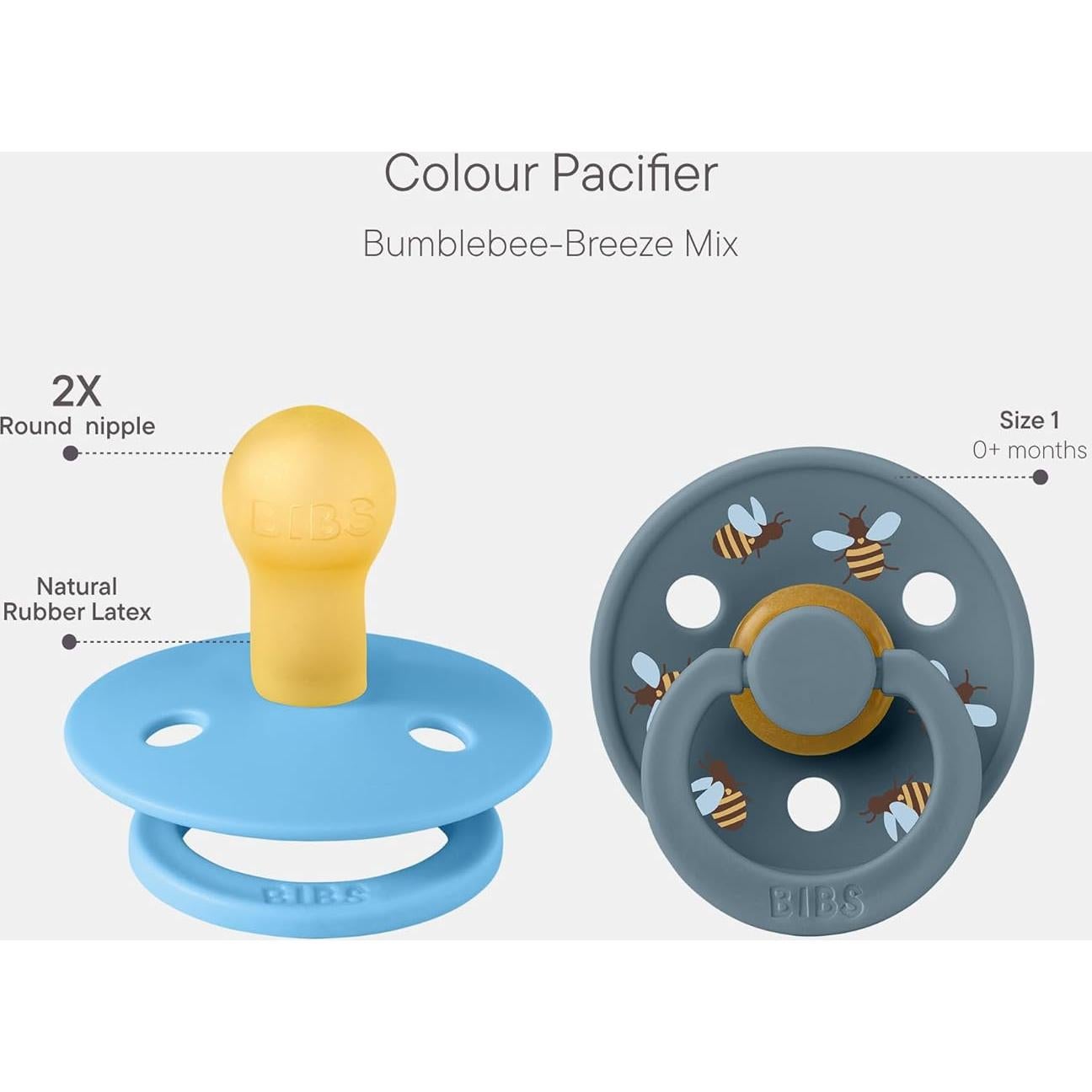 BIBS Studio Chupete 2-Pack Láttex Natural 0-6 Meses Brisa/Petróleo