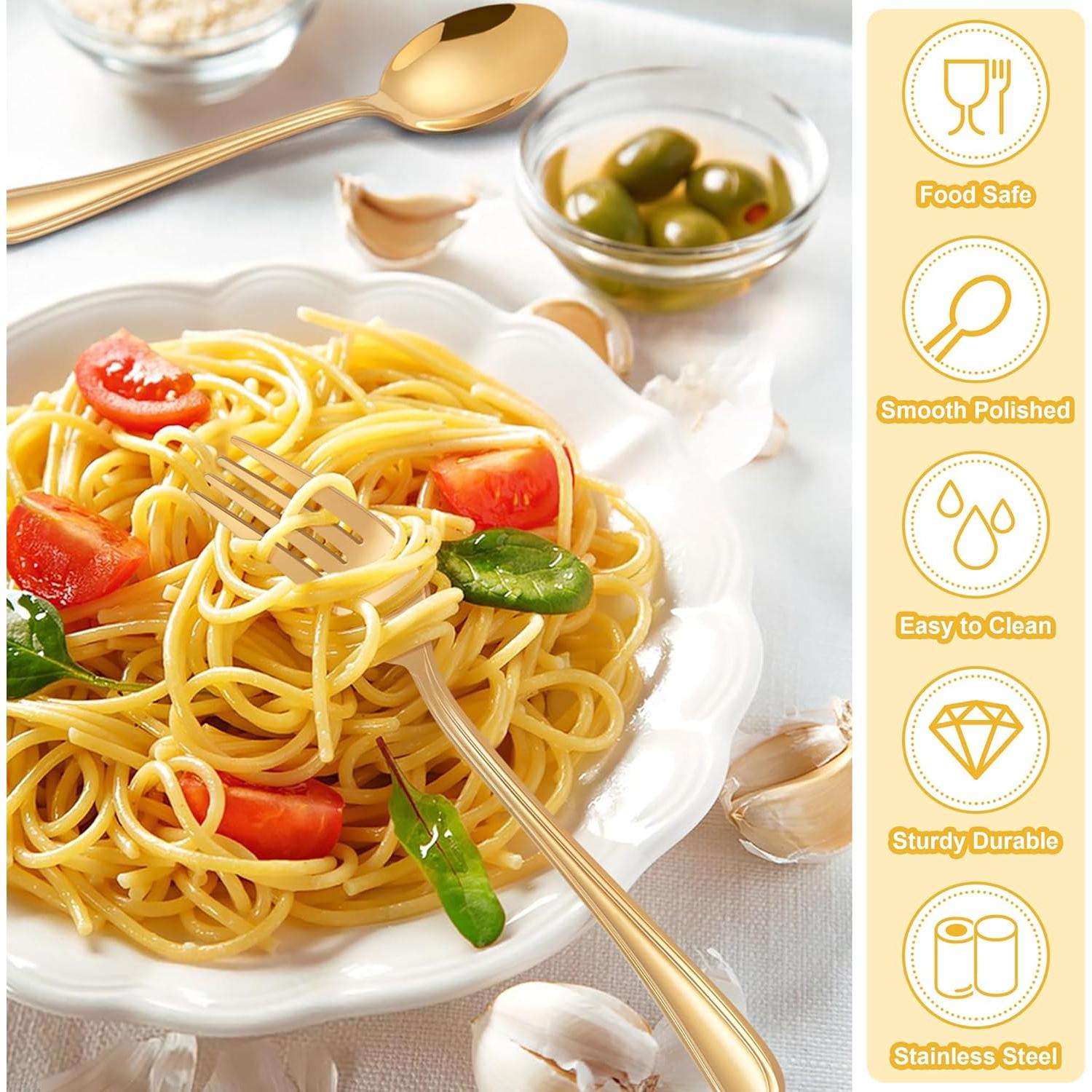 Juego de Utensilios Dorados E-far para Niños 10 Piezas Acero Inoxidable