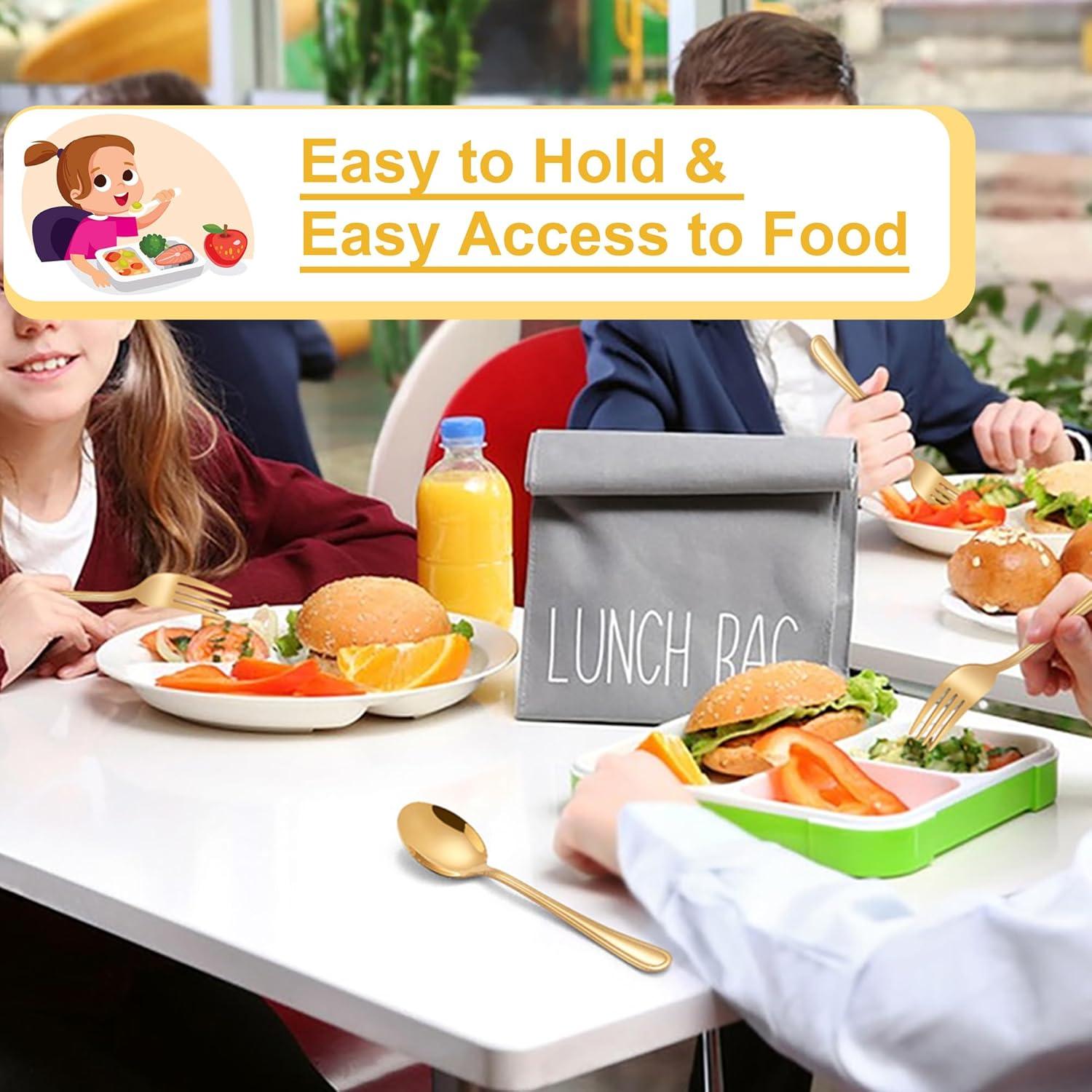 Juego de Utensilios Dorados E-far para Niños 10 Piezas Acero Inoxidable