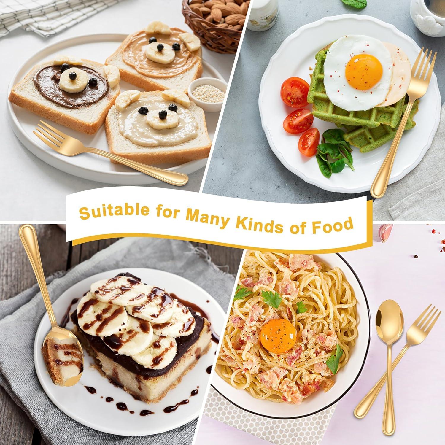 Juego de Utensilios Dorados E-far para Niños 10 Piezas Acero Inoxidable