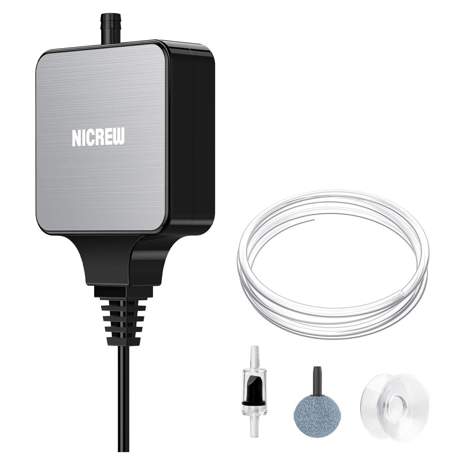 Bomba de Aire Silenciosa NICREW para Acuario 37.85L Negra