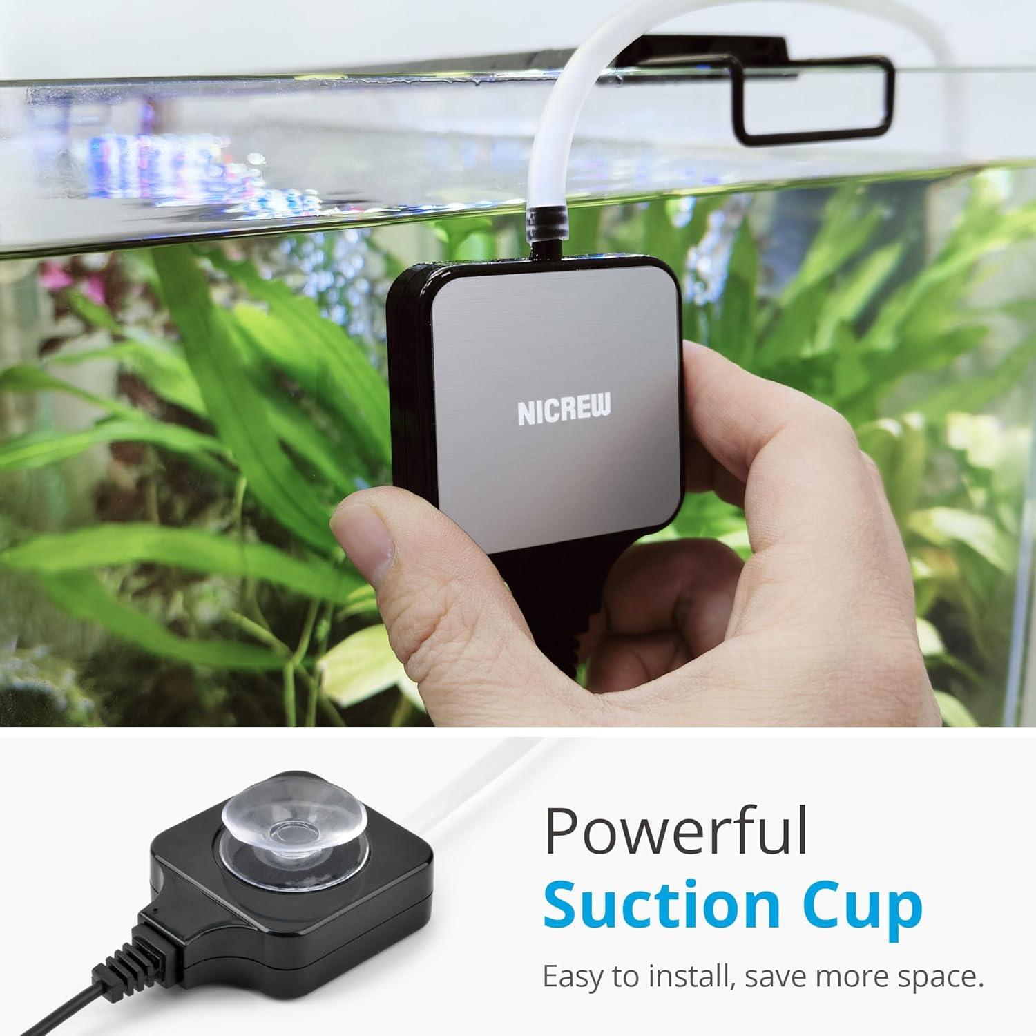 Bomba de Aire Silenciosa NICREW para Acuario 37.85L Negra