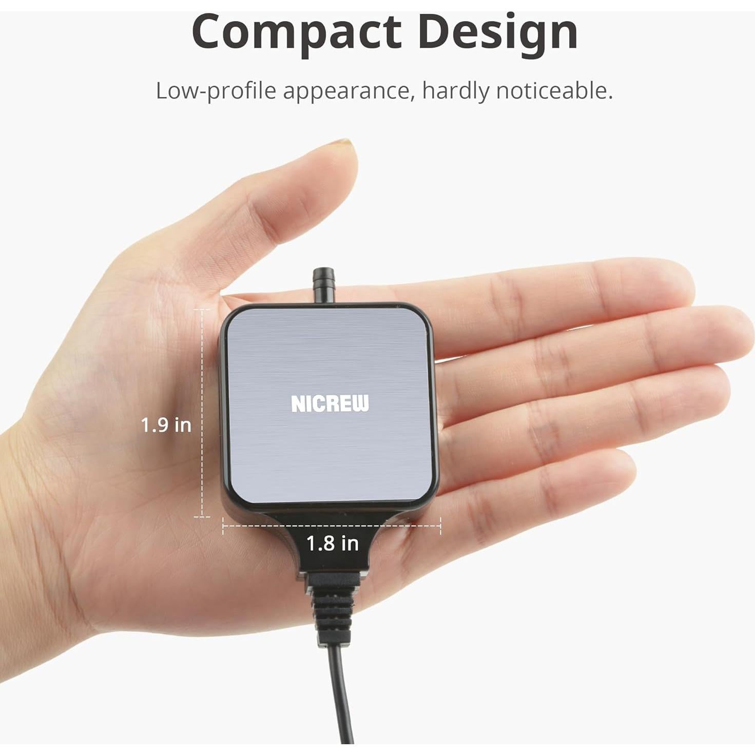 Bomba de Aire Silenciosa NICREW para Acuario 37.85L Negra