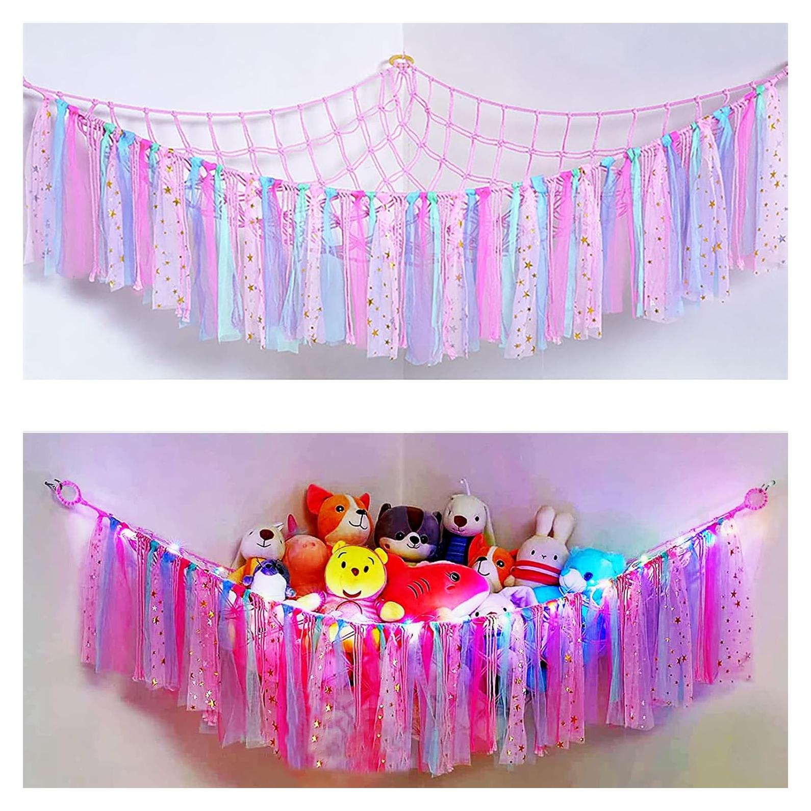 Hamaca de Almacenamiento para Juguetes FYANER Rosa con LED