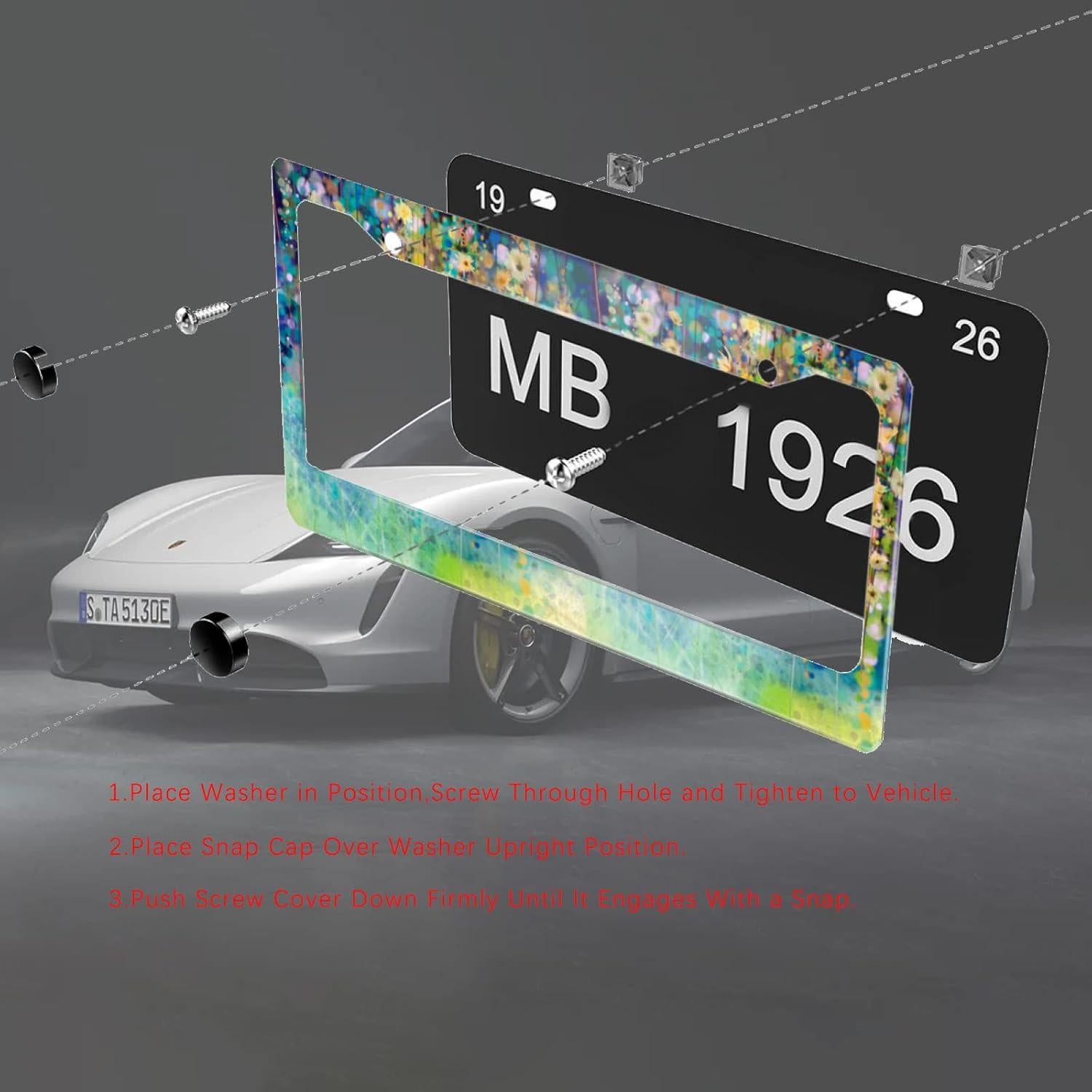 Marco de Placa de Licencia Snowmolle Acuarela Floral 30.5x15.2cm