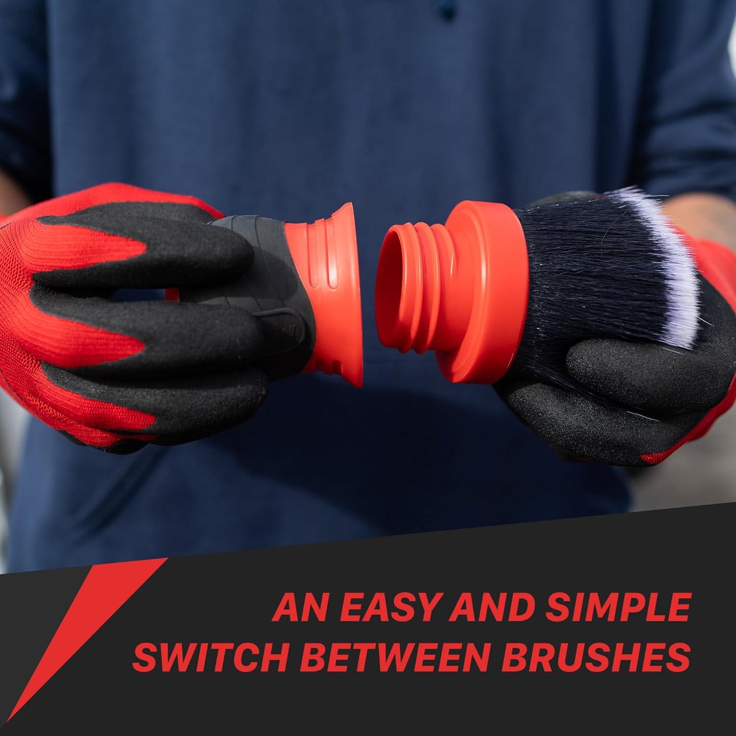 Cepillo de Detalle Interior Maxshine 704627 Rojo y Gris 24.13 cm