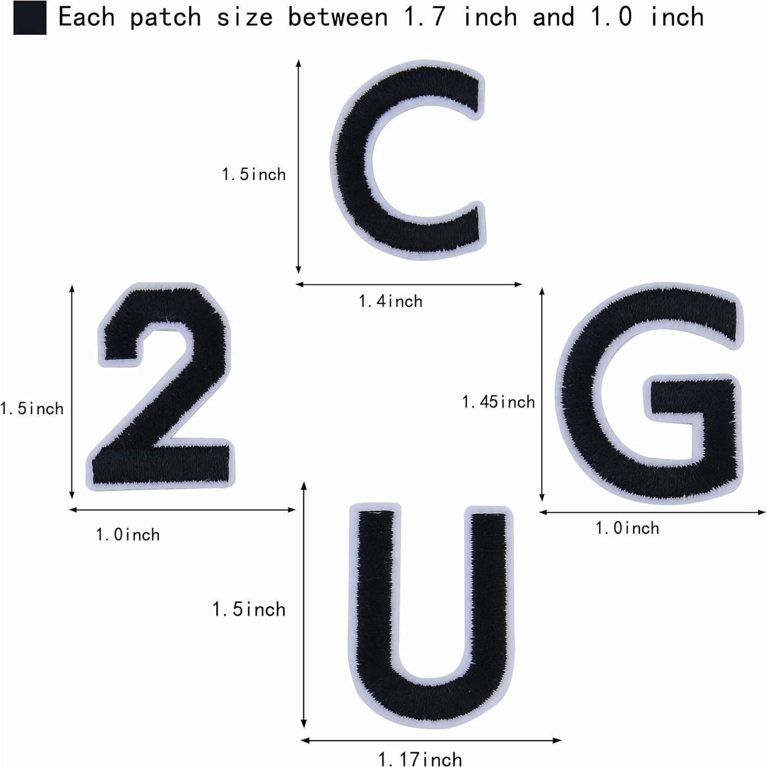 Parche de Letras y Números SIBORUI 72 Piezas Negro