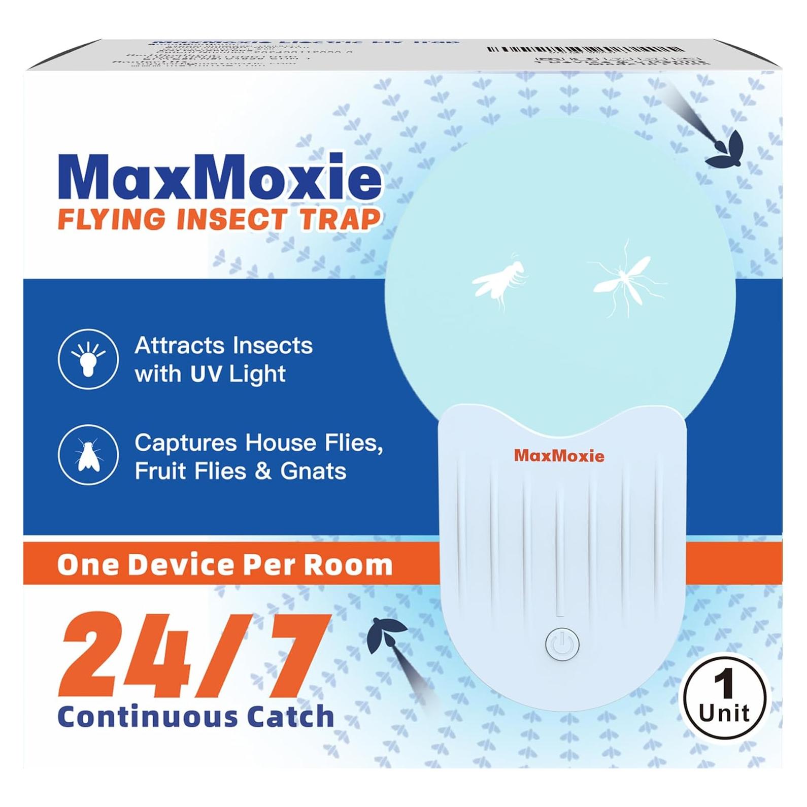 Trampa de Insectos Voladores MaxMoxie con Luz UV y 5 Recargas