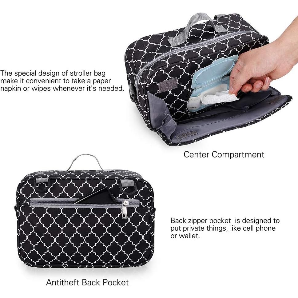 Bolsa de Pañales MOMIGO para Bebé - Tote Negro con Bolsillos