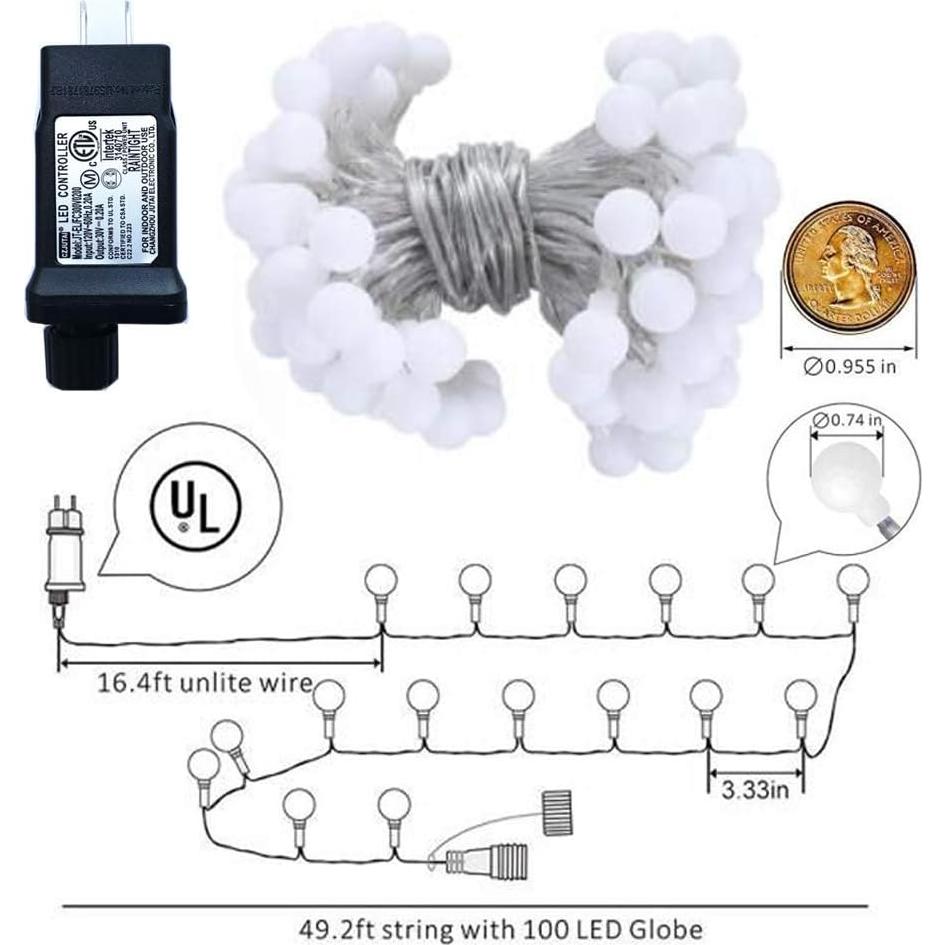 Luces de Cuerda Globo LED 15m 100 luces Blanco Cálido