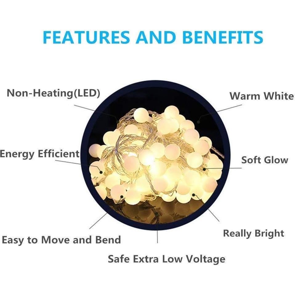 Luces de Cuerda Globo LED 15m 100 luces Blanco Cálido